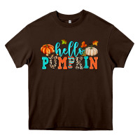 Chocolate Brown hello pumpkin Heavy Core Tee - AdoDesignShop