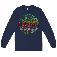 Navy Christmas Vibes Long Sleeve Tee - MaliasSmallBusiness