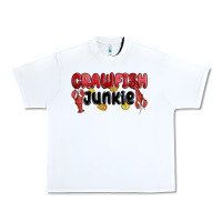 White crawfish junkie Urban Heavy Tee - MaliasSmallBusiness