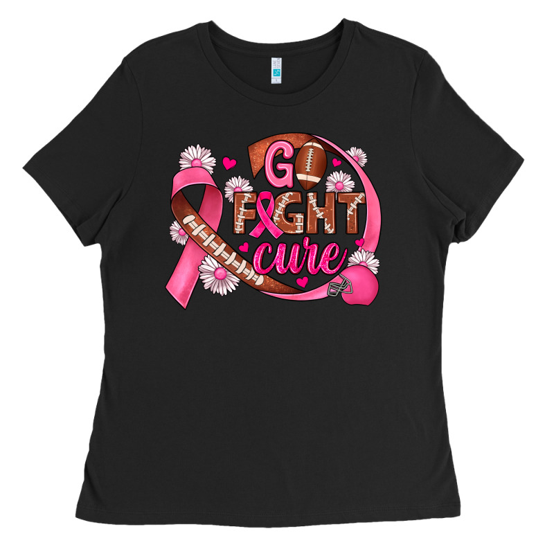 Breast Cancer Go Fight Cure Football Ladies Tee by JahusDesignShop | Teevron