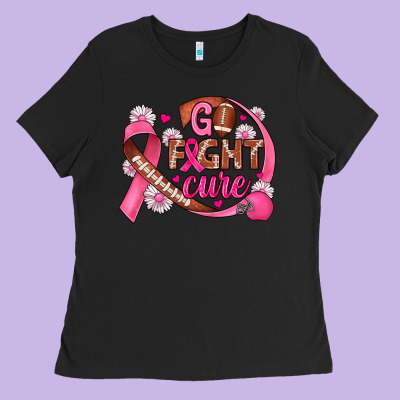 Breast Cancer Go Fight Cure Football Ladies Tee Designed By Jahusdesignshop