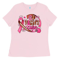 Bubblegum Pink breast cancer go fight cure football Ladies Tee - JahusDesignShop