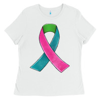 White metastatic breast cancer ribbon Ladies Tee - JahusDesignShop