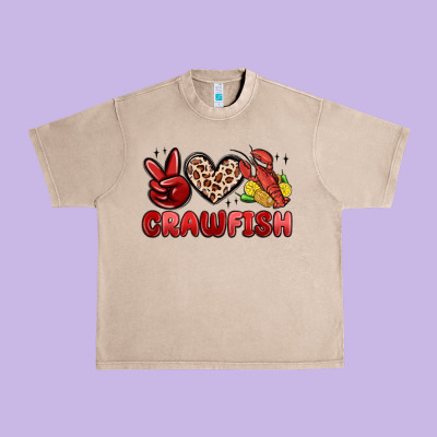 Peace Love Crawfish Urban Heavy Tee Designed By Maliassmallbusiness