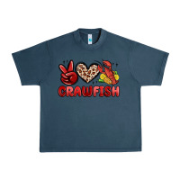 Midnight Navy peace love crawfish Urban Heavy Tee - MaliasSmallBusiness