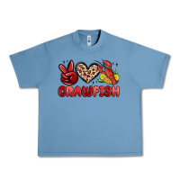 Pebble Blue peace love crawfish Urban Heavy Tee - MaliasSmallBusiness
