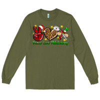 Army Green Peace love Phlebotomy Christmas Long Sleeve Tee - NancyCooperArtShop
