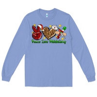 Colony Blue Peace love Phlebotomy Christmas Long Sleeve Tee - NancyCooperArtShop