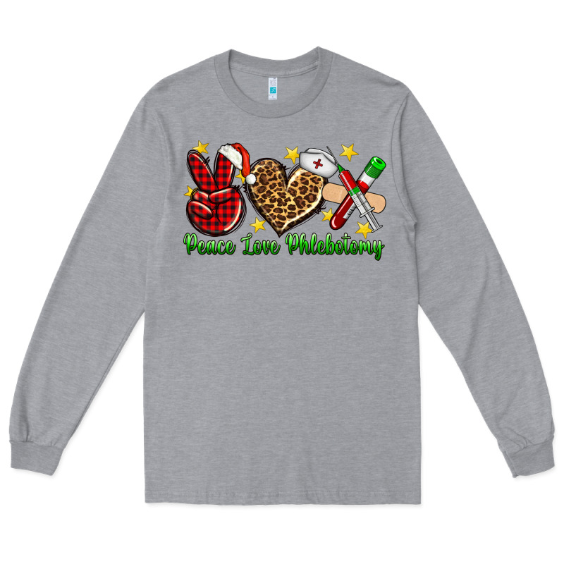 Peace Love Phlebotomy Christmas Long Sleeve Tee by NancyCooperArtShop | Teevron