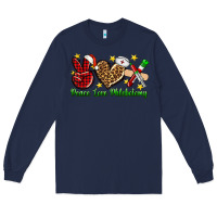 Navy Peace love Phlebotomy Christmas Long Sleeve Tee - NancyCooperArtShop