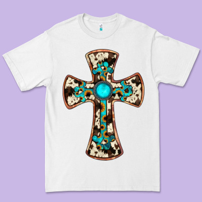 Cowhide Gemstone  Cross Premium Tee Designed By Jahusdesignshop