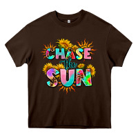 Chocolate Brown chase the sun Heavy Core Tee - AdoDesignShop