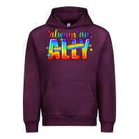 Mauve Wine Always An Ally Pride LGBTQ Urban Hoodie - BundleAndBundleShop