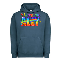 Pigment Midnight Navy Always An Ally Pride LGBTQ Urban Hoodie - BundleAndBundleShop
