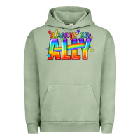Pigment Oil Green Always An Ally Pride LGBTQ Urban Hoodie - BundleAndBundleShop