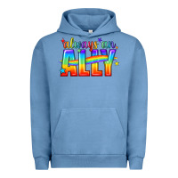 Pigment Pebble Blue Always An Ally Pride LGBTQ Urban Hoodie - BundleAndBundleShop