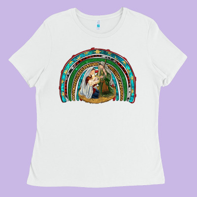 Holy Family Rainbow Ladies Tee Designed By Ranaportraitstore