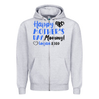 Heather Grey happy first mother's day mommy! logan 2020 Zipper Hoodie - Bettercallsaul