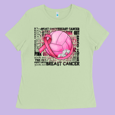 Breast Cancer Volleyball Ladies Tee Designed By Jahusdesignshop
