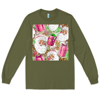 Army Green Pink Christmas Santa Claus and gift box Long Sleeve Tee - NancyCooperArtShop