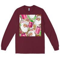 Burgundy Pink Christmas Santa Claus and gift box Long Sleeve Tee - NancyCooperArtShop