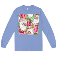 Colony Blue Pink Christmas Santa Claus and gift box Long Sleeve Tee - NancyCooperArtShop