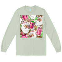 Matcha Pink Christmas Santa Claus and gift box Long Sleeve Tee - NancyCooperArtShop