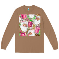Toasted Coconut Pink Christmas Santa Claus and gift box Long Sleeve Tee - NancyCooperArtShop