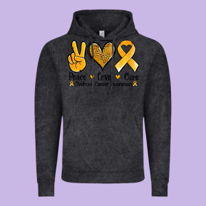 Peace Love Cure Childhood Cancer Vintage Hoodie Designed By Jasminsmagicworld