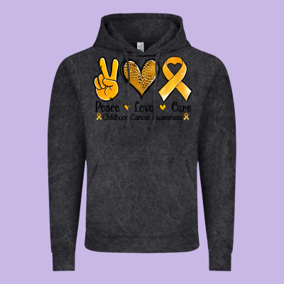Peace Love Cure Childhood Cancer Vintage Hoodie Designed By Jasminsmagicworld