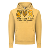 Vintage Mustard peace love cure childhood cancer Vintage Hoodie - Jasminsmagicworld