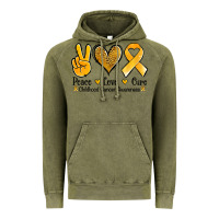 Vintage Olive peace love cure childhood cancer Vintage Hoodie - Jasminsmagicworld