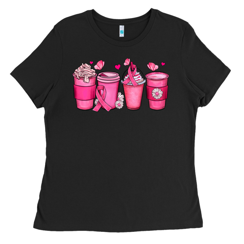 Breast Cancer Coffee Cups Ladies Tee by JahusDesignShop | Teevron