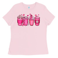 Bubblegum Pink breast cancer coffee cups Ladies Tee - JahusDesignShop