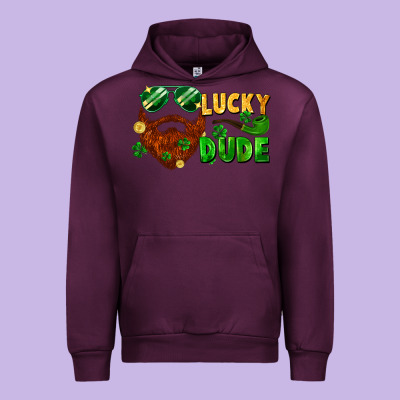 Lucky Dude Saint Patrick's Bearded Man Urban Hoodie Designed By Fadigitalartstudio