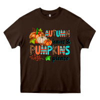 Chocolate Brown autumn leaves pumpkin please Heavy Core Tee - AdoDesignShop
