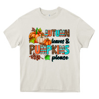 Cream autumn leaves pumpkin please Heavy Core Tee - AdoDesignShop
