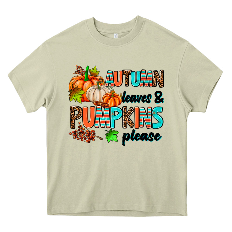 Autumn Leaves Pumpkin Please Heavy Core Tee by AdoDesignShop | Teevron