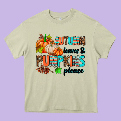 Autumn Leaves Pumpkin Please Heavy Core Tee Designed By Adodesignshop