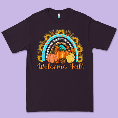 Welcome Fall Rainbow Premium Tee Designed By Artiststas
