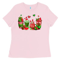 Bubblegum Pink watermelon coffee cups Ladies Tee - AdoDesignShop