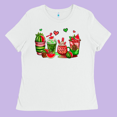 Watermelon Coffee Cups Ladies Tee Designed By Adodesignshop