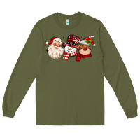 Army Green santa snowman reindeer Long Sleeve Tee - MaliasSmallBusiness