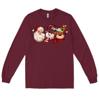 Burgundy santa snowman reindeer Long Sleeve Tee - MaliasSmallBusiness
