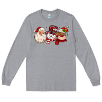 Heather Grey santa snowman reindeer Long Sleeve Tee - MaliasSmallBusiness