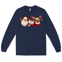 Navy santa snowman reindeer Long Sleeve Tee - MaliasSmallBusiness