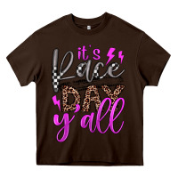 Chocolate Brown it's race day y'all Heavy Core Tee - JahusDesignShop