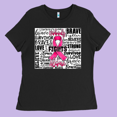 Breast Cancer Nobody Fights Alone Ladies Tee Designed By Jahusdesignshop