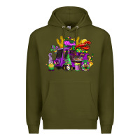 Army Green mardi gras gnome truck Premium Hoodie - CowGirlArtShop