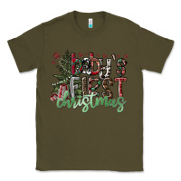 Army Green Baby's First Christmas Classic Tee - CowhideDigitalArt
